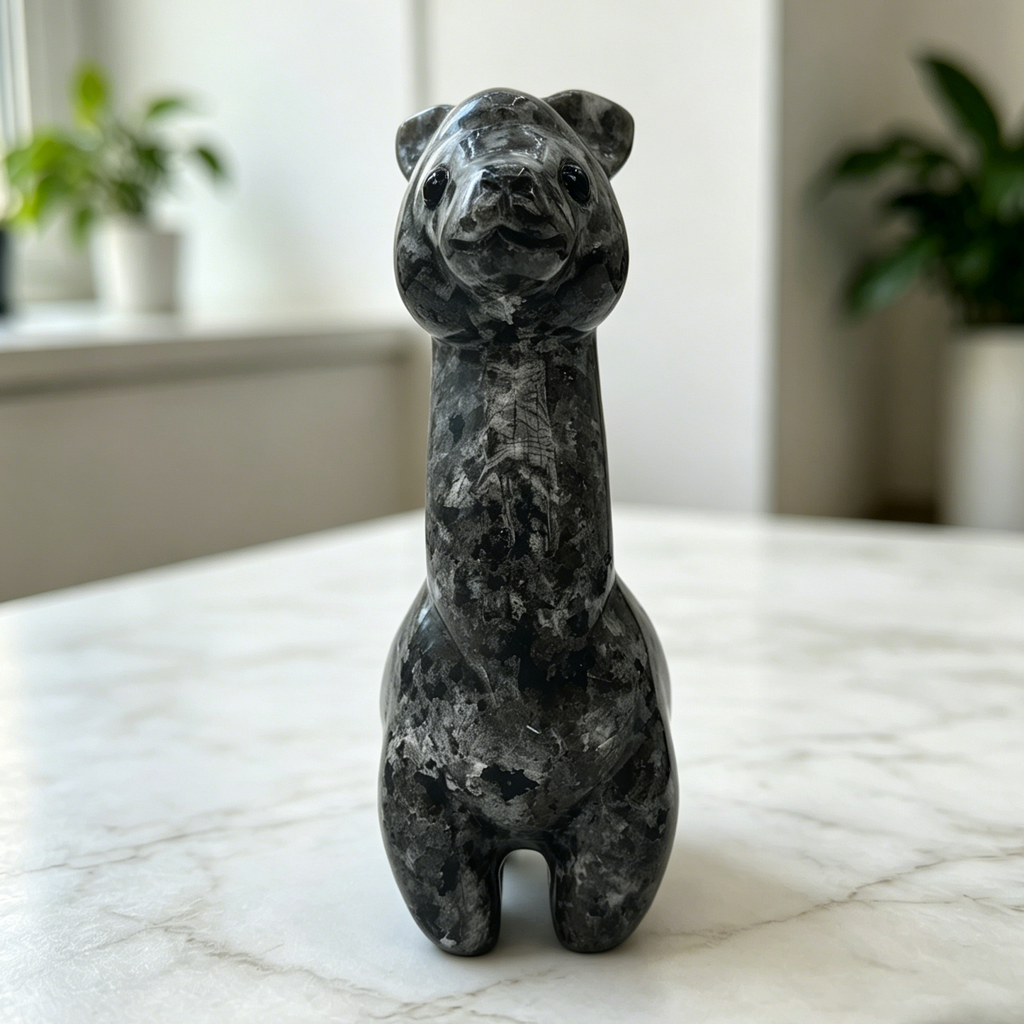 Fire Stone Alpaca Jade Carving - Hand Carved Natural Stone Carving
