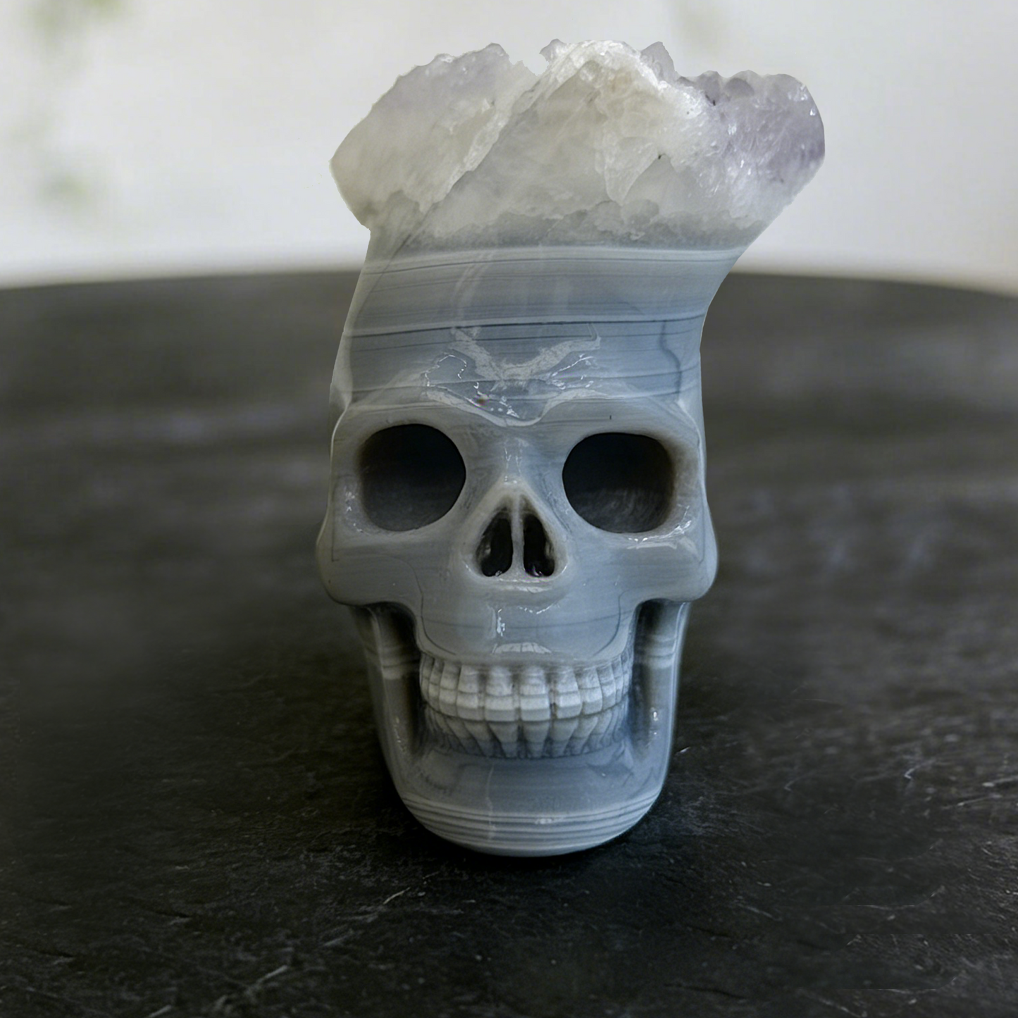 2.64 inch Amethyst Cluster Crown Crystal Skull - Hand Carved Natrual Crystal