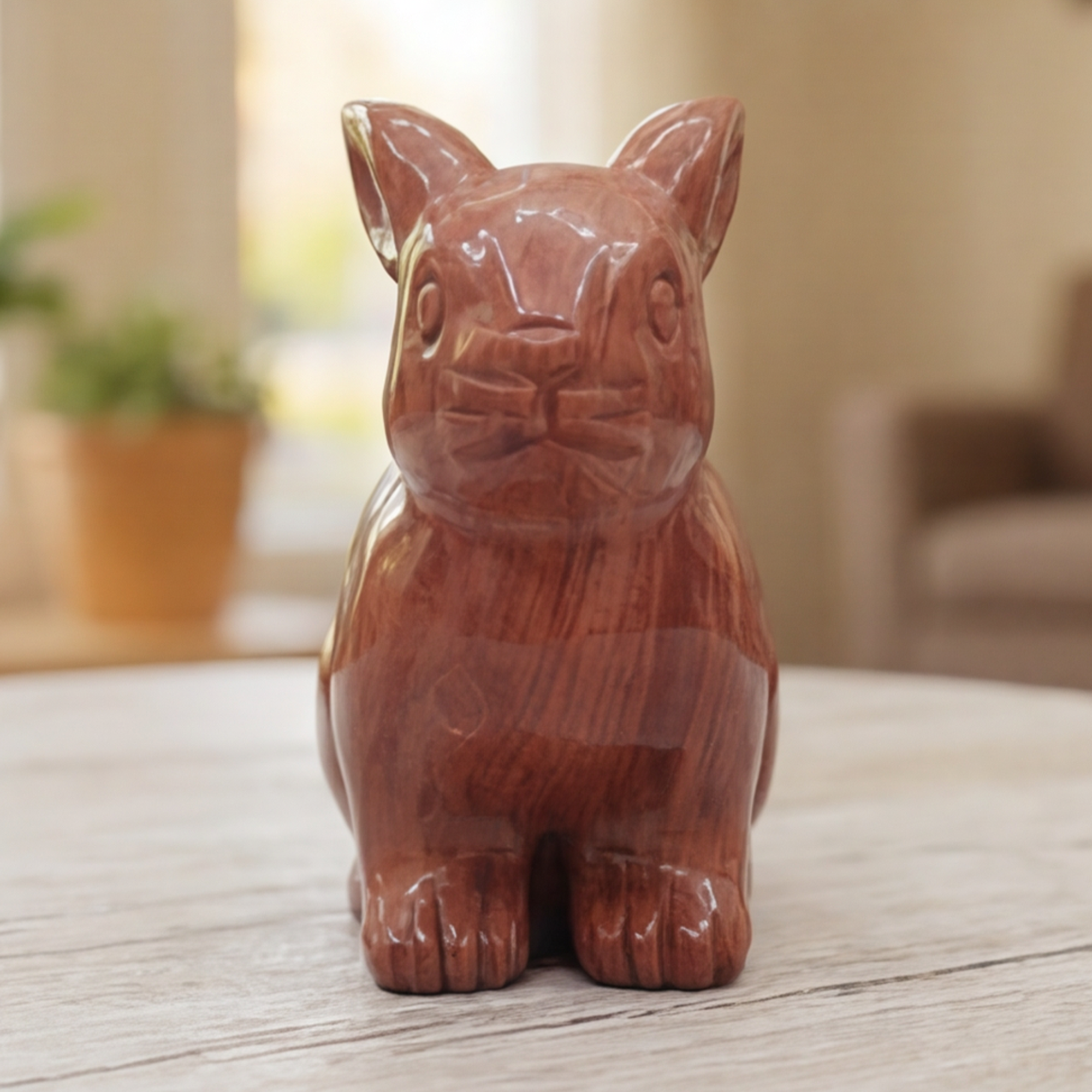 Red Jesper Rabbit Carving – Hand Carved Natural Stone