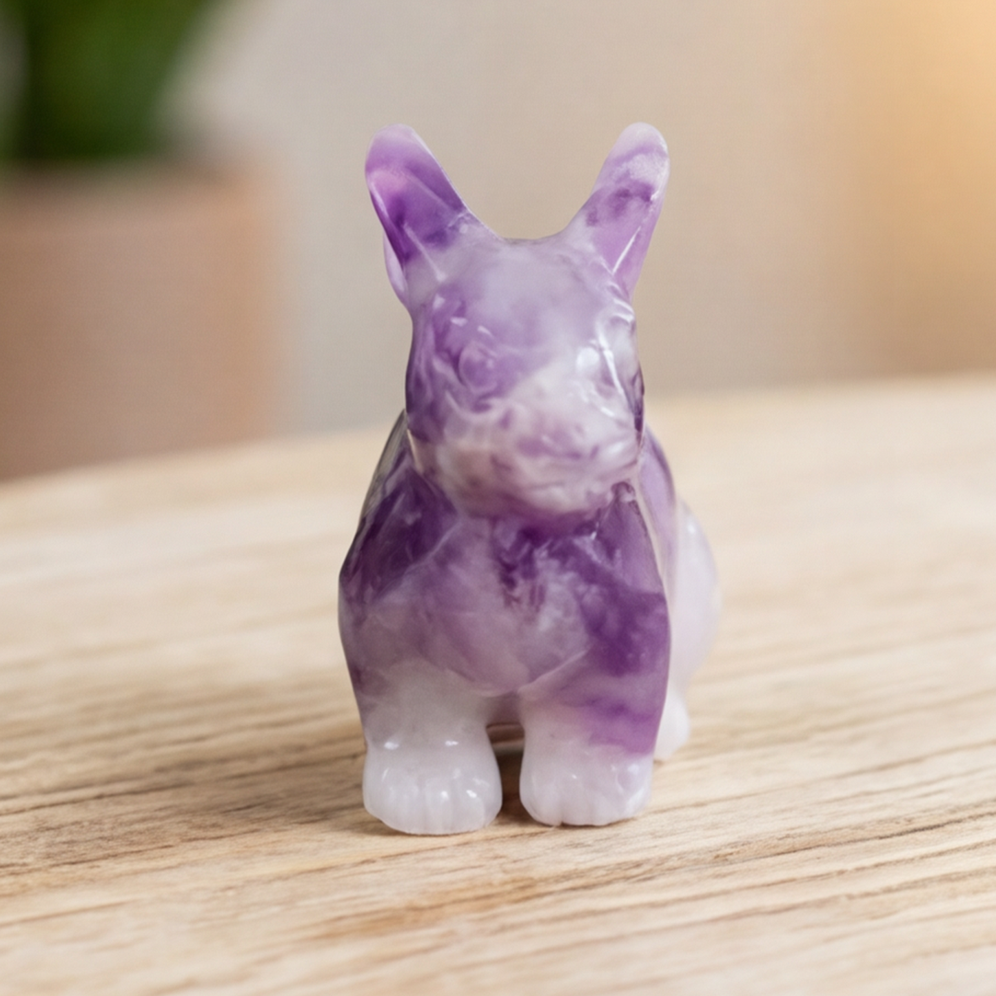 Amethyst-Hasen-Skulptur – Handgeschnitzte Kristallfigur