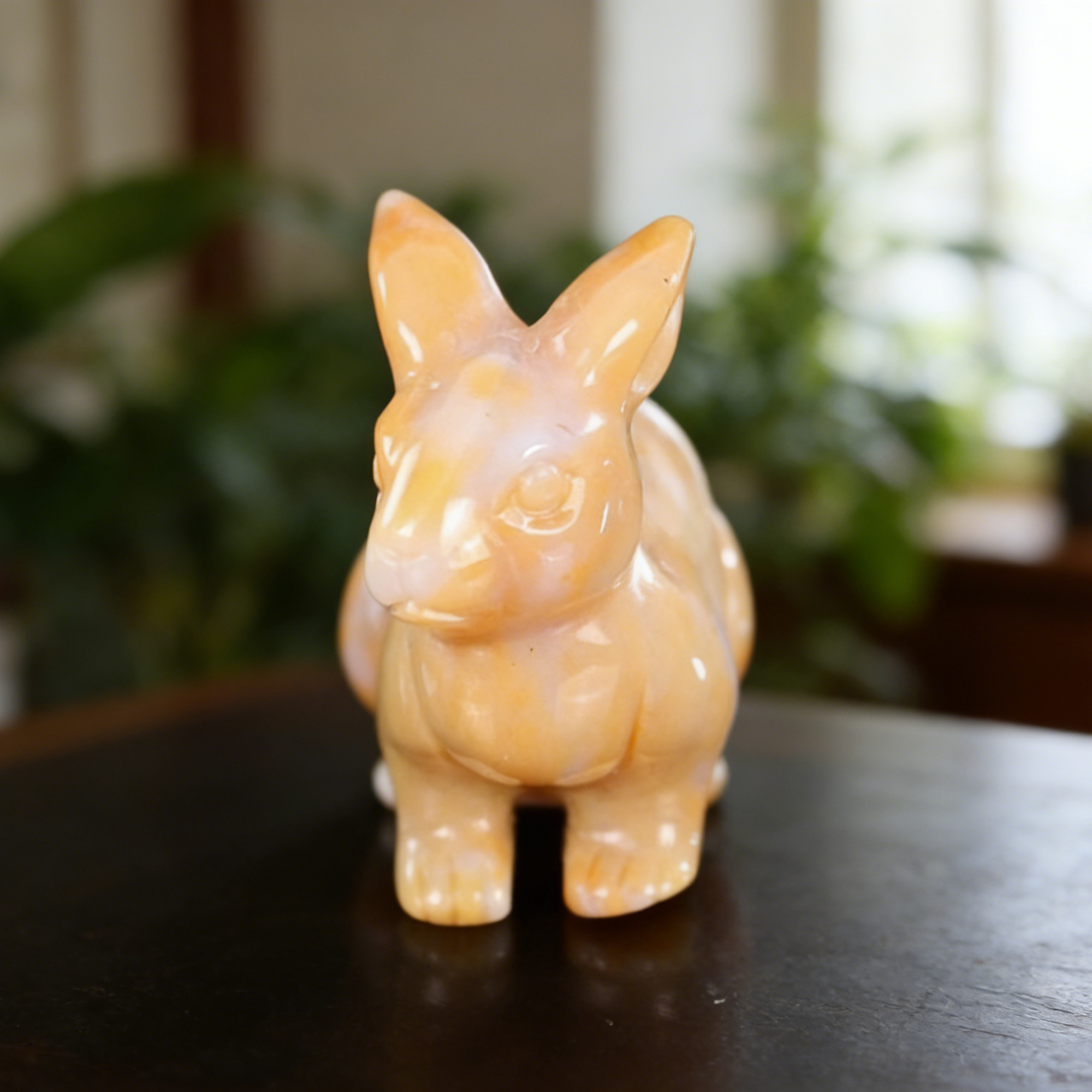 Yellow Chalcedony Rabbit Carving-Natrual Stone Carving