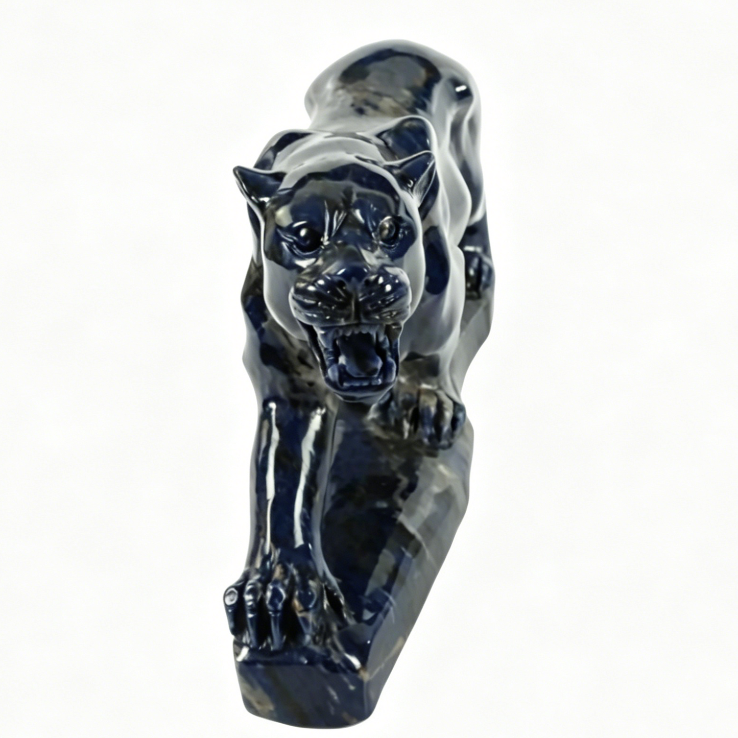 Blue Sodalite Leopard Sculpture - Hand Carved Natural Stone
