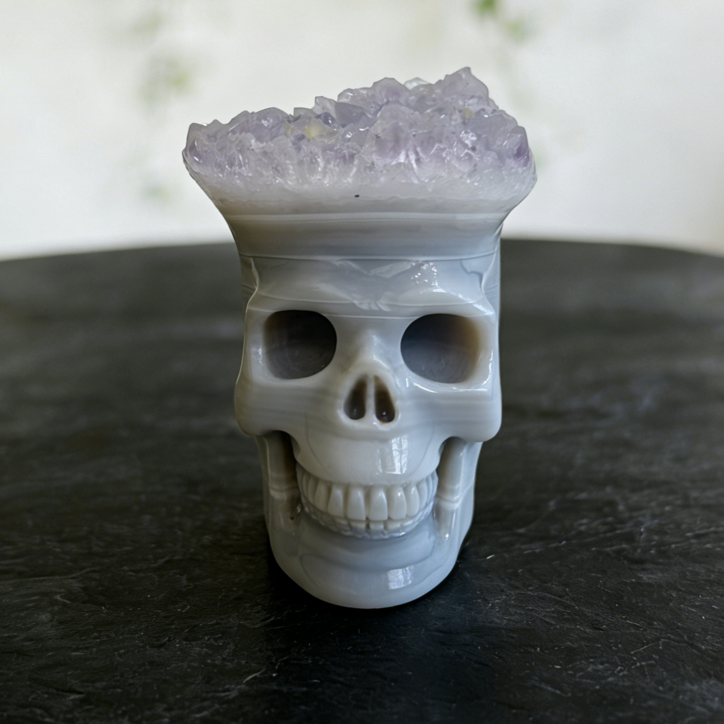 2.64 inch Amethyst Cluster Crown Crystal Skull - Hand Carved Natrual Crystal