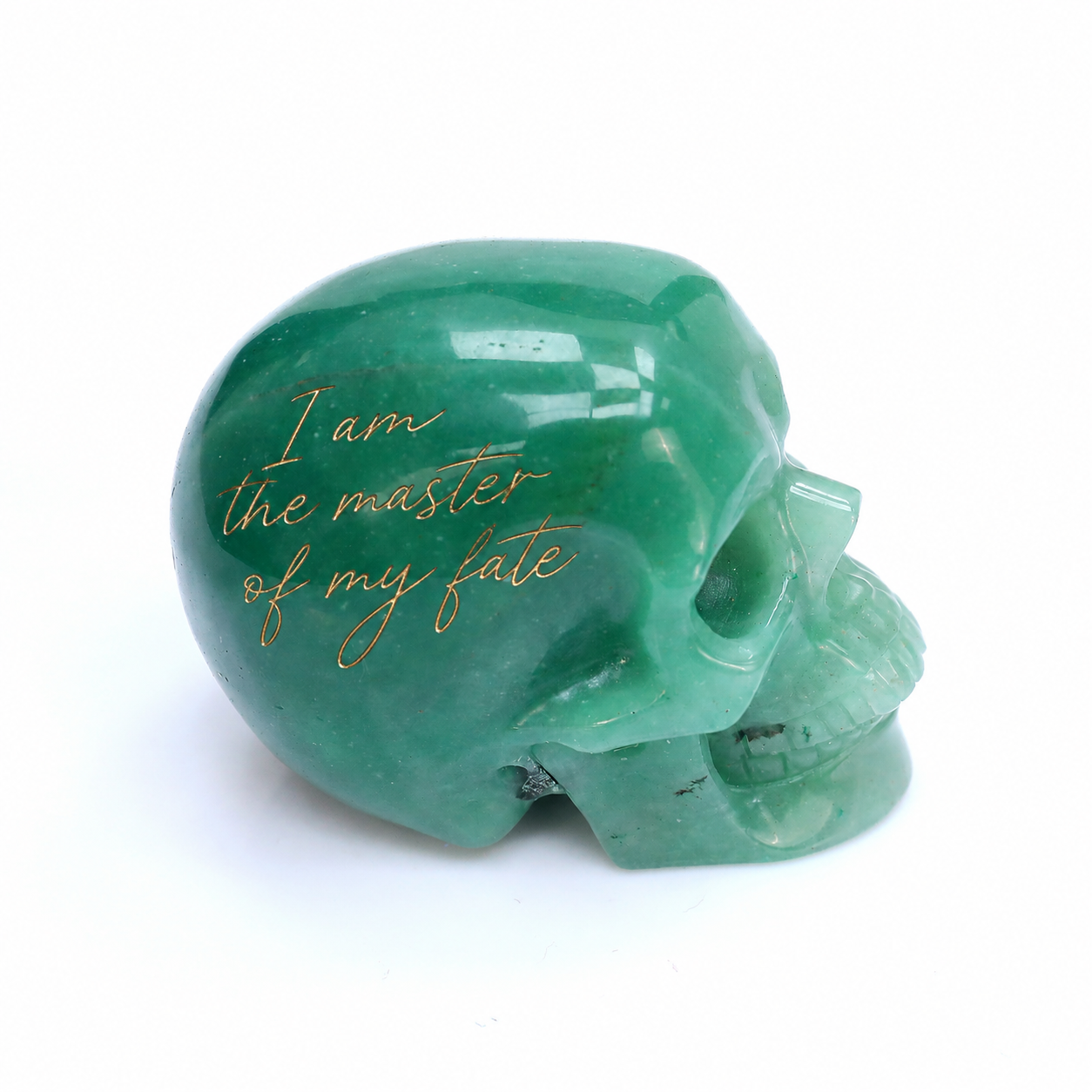 Crâne en cristal d'aventurine verte de 7,6 cm (3 pouces) – Pierre naturelle sculptée à la main