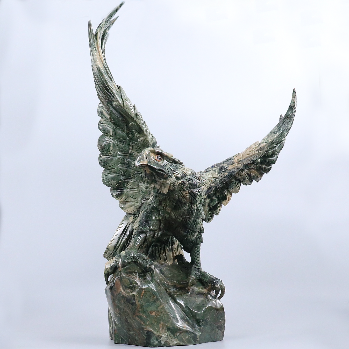 Nine-Dragon Jade Eagle Sculpture  (21.7")