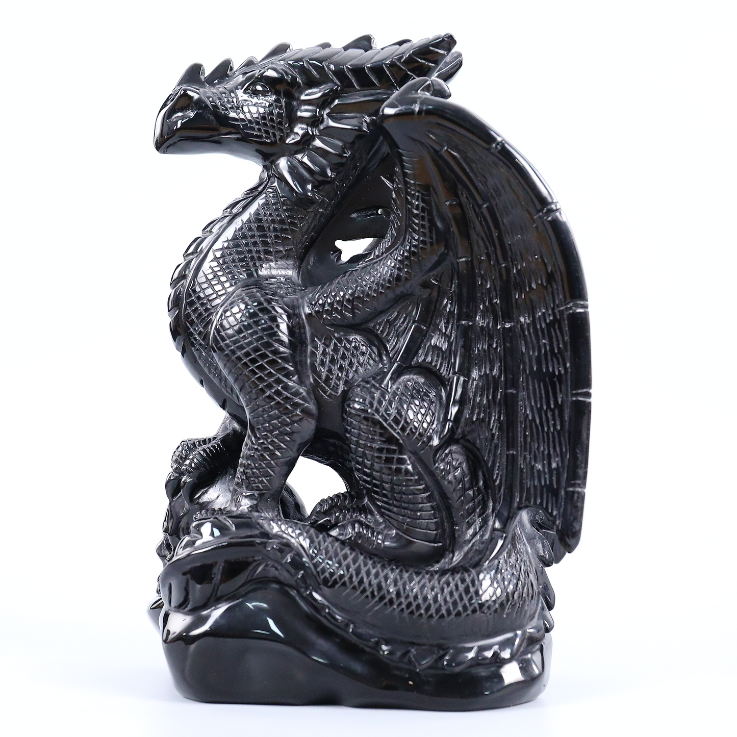 Obsidian Winged Dragon on Skull