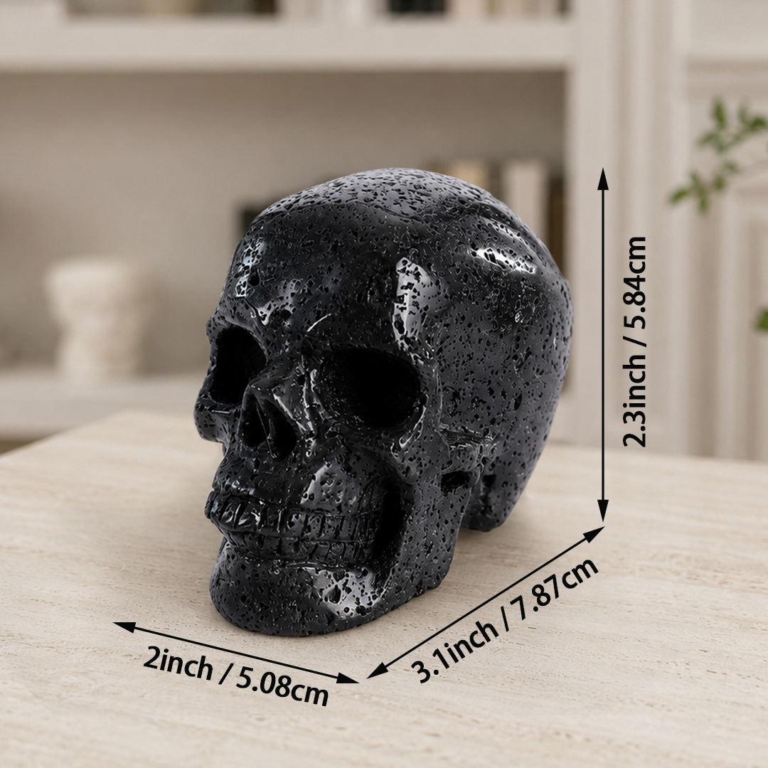 3 Inch Hot Lava Stone Skull – Hand Carved Natural Stone