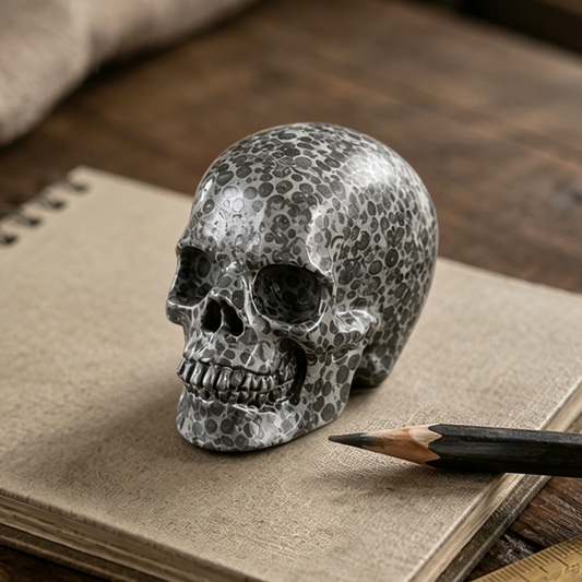3 Inch Black Leopard Skin Jasper Crystal Skull – Hand Carved Natural Stone