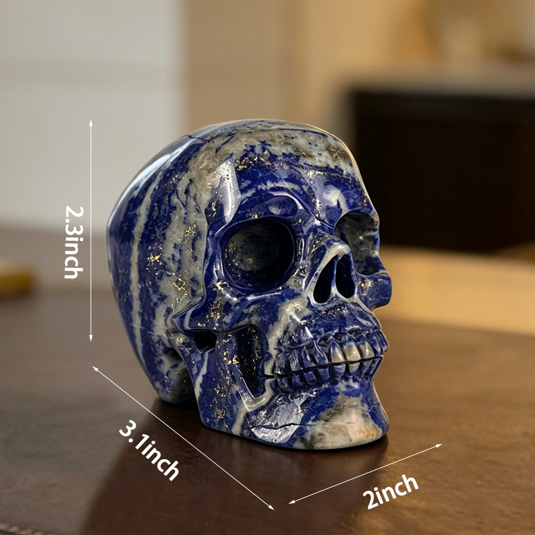 3 inch Lapis Lazuli Crystal Skull – Hand Carved Natural Stone
