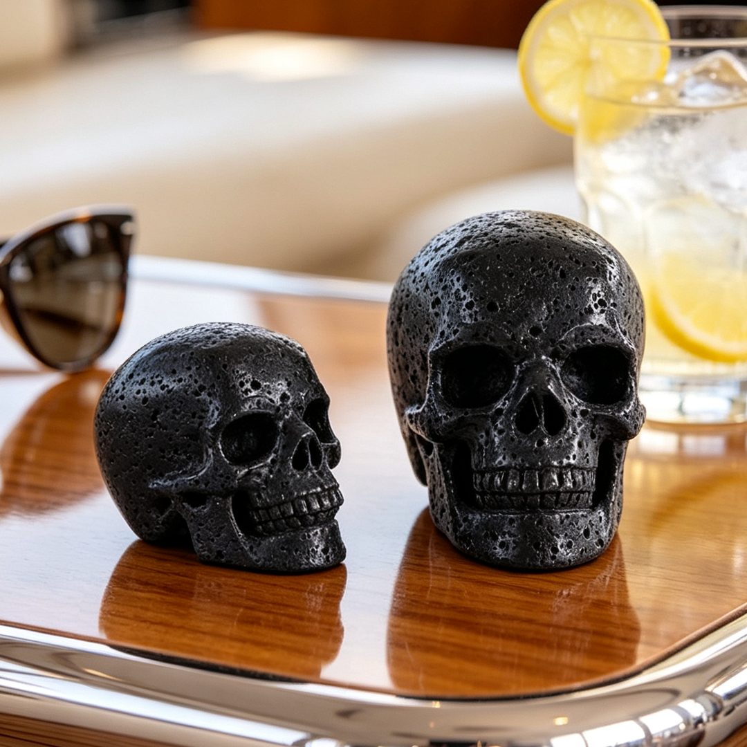 3 Inch Hot Lava Stone Skull – Hand Carved Natural Stone