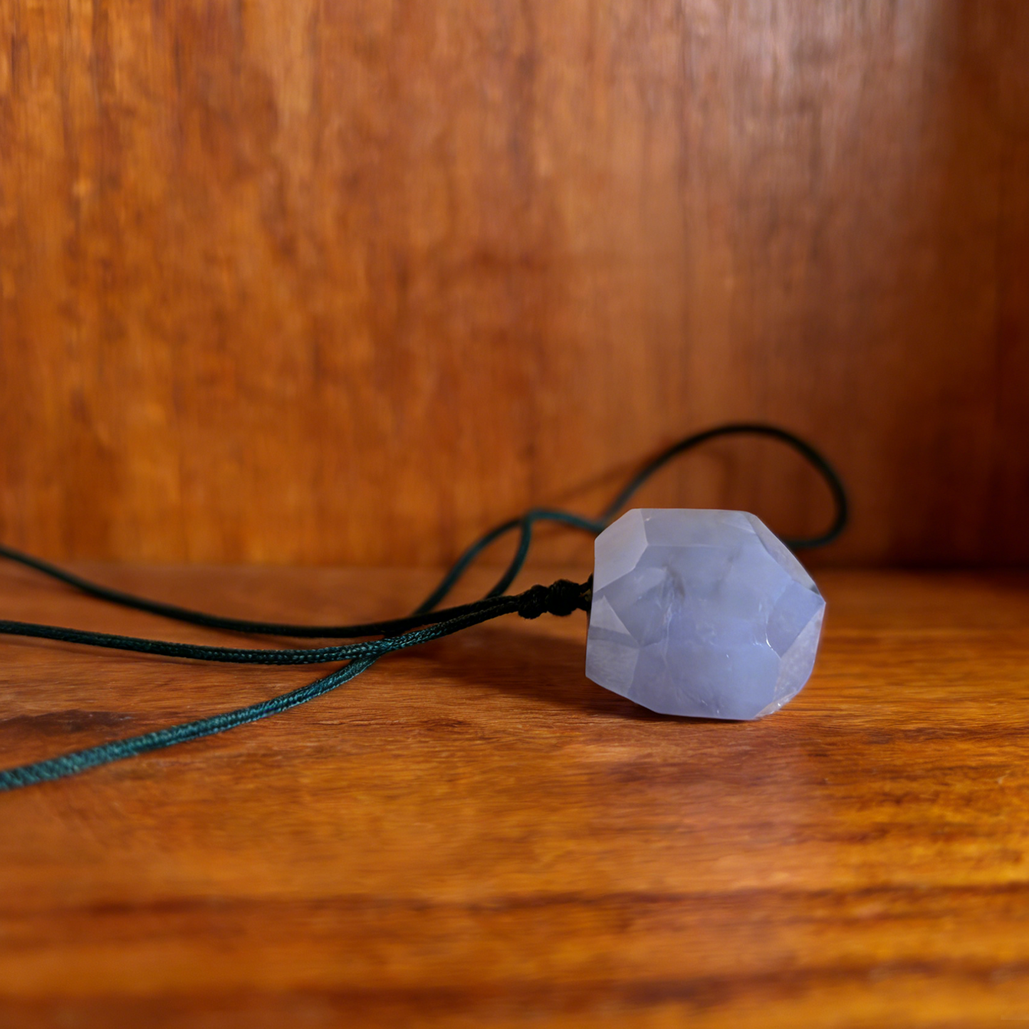 Blue Chalcedony Polyhedron Fidget Pendant – Natural Stone Charm