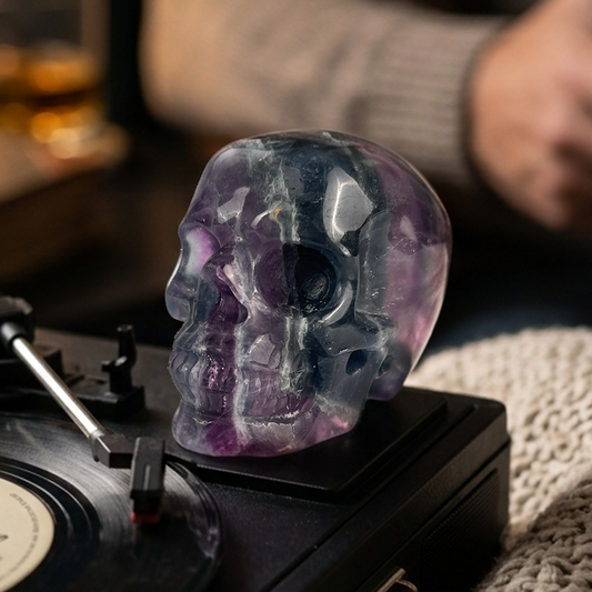 3 Inch Fluorite Crystal Skull – Hand Carved Natural Stone