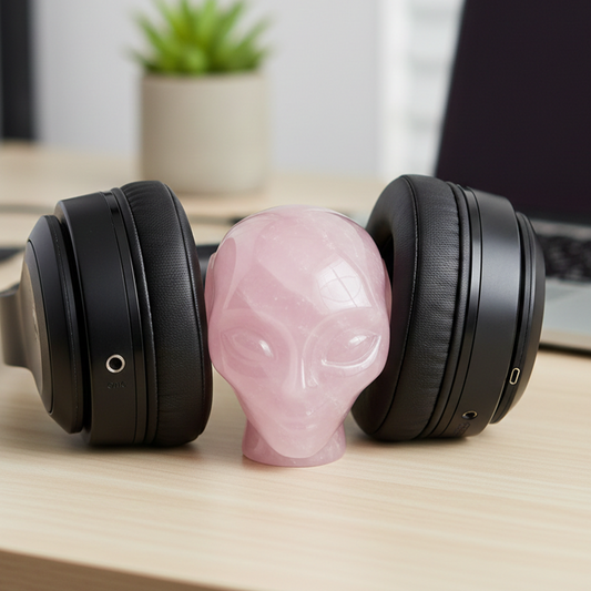 3 inch Rose Quartz Alien Crystal Skull