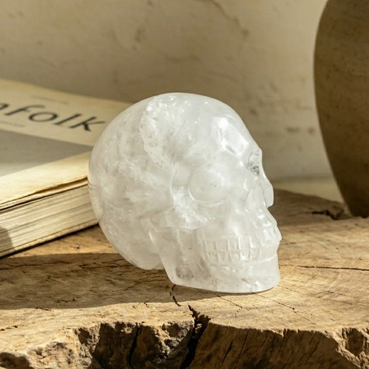 3 Inch Angola Quartz Crystal Skull – Hand Carved Natural Gemstone