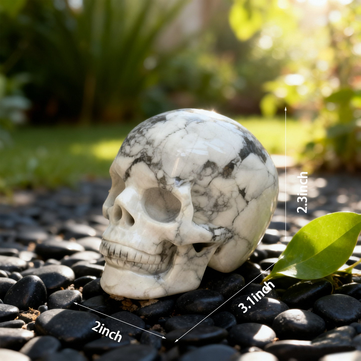 3 Inch White Howlite Turquoise Crystal Skull