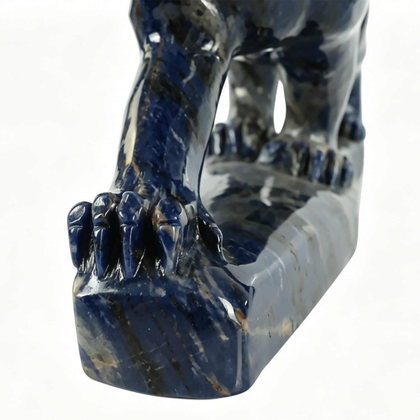 Blue Sodalite Leopard Sculpture - Hand Carved Natural Stone
