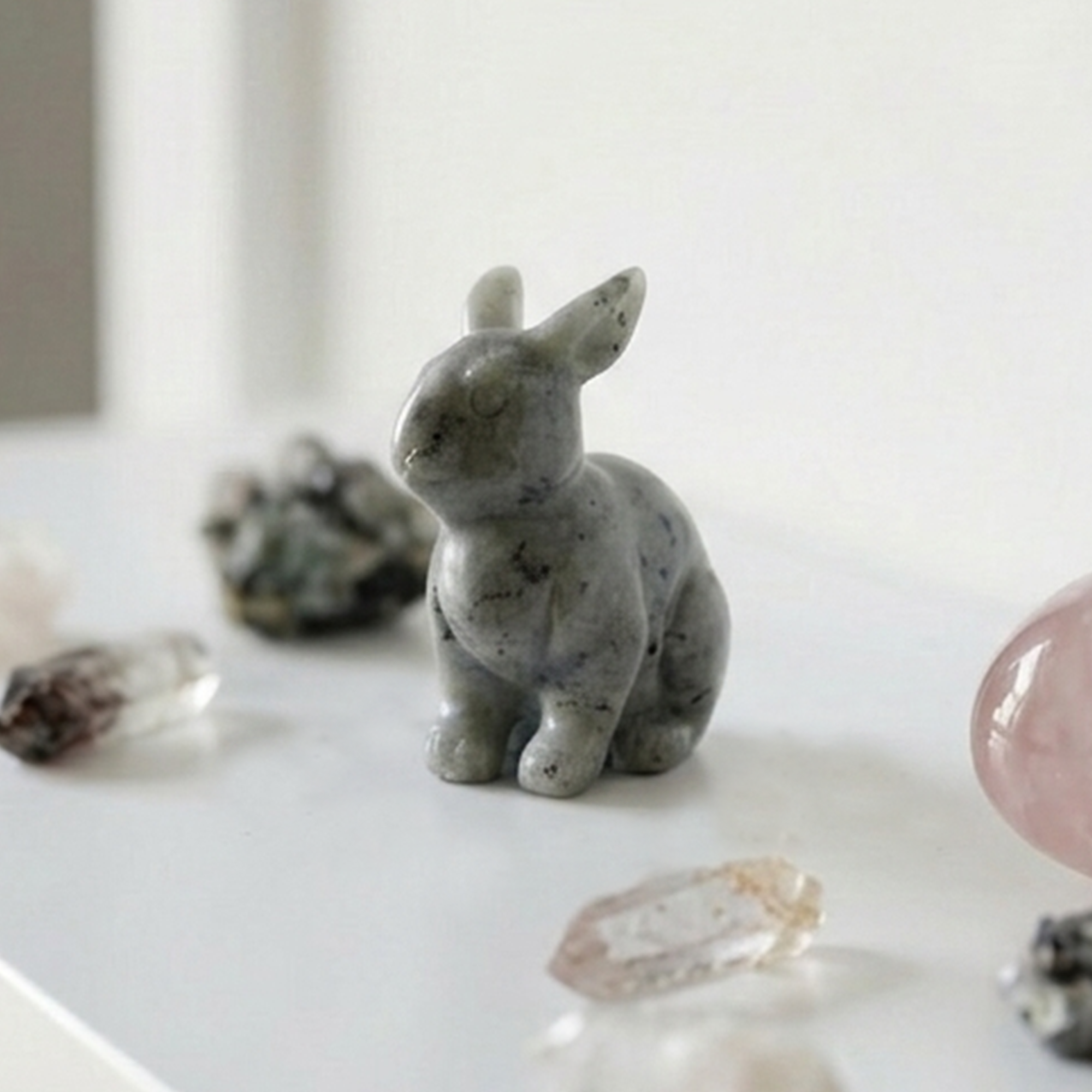 Labradorite Rabbit Carving- Hand Carved Natural Stone