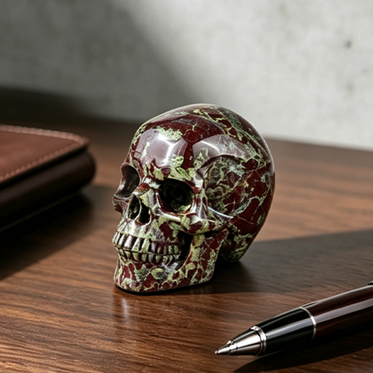 3 Inch Dragon Bloodstone Crystal Skull – Hand Carved Natural Stone