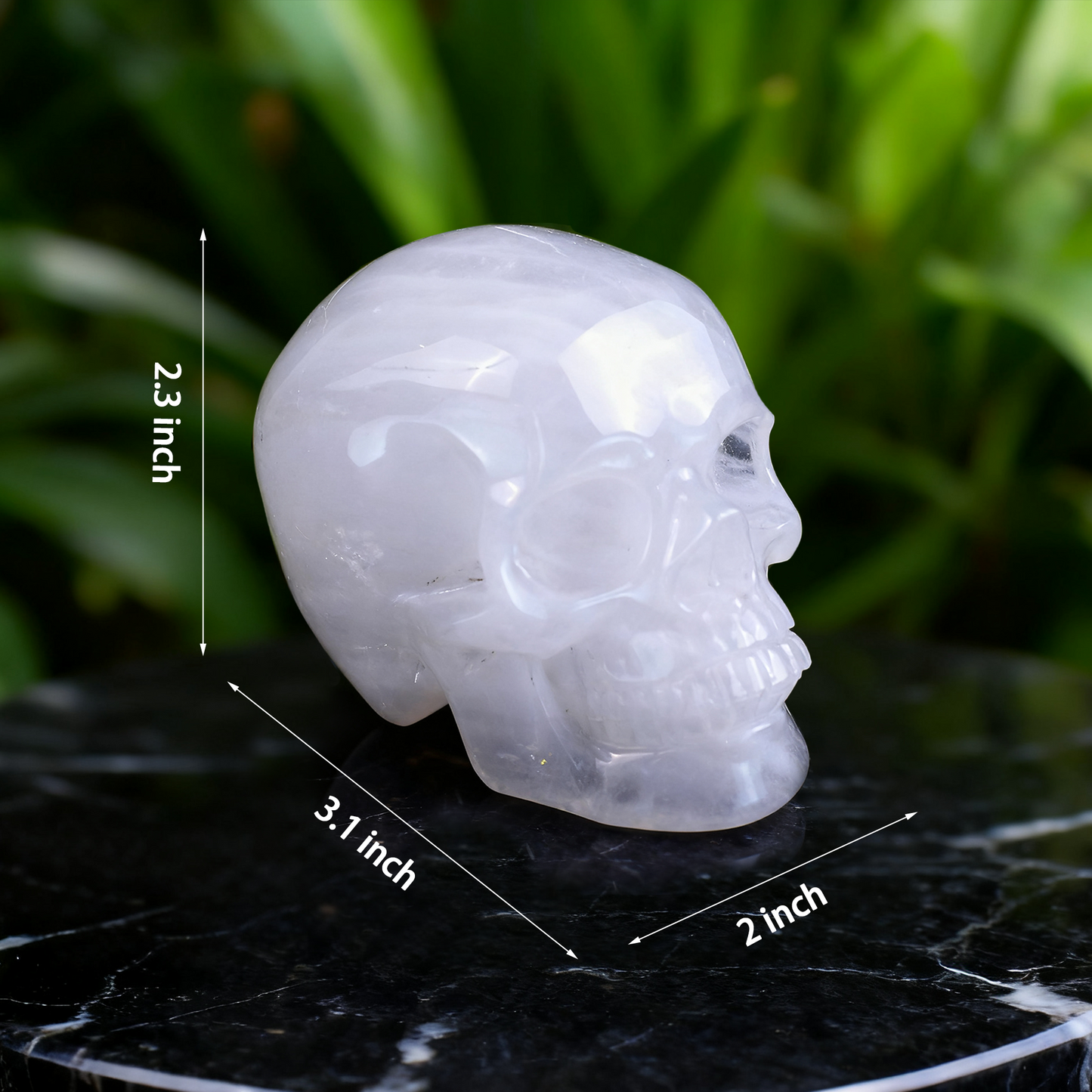 3 Inch Angola Quartz Crystal Skull – Hand Carved Natural Gemstone