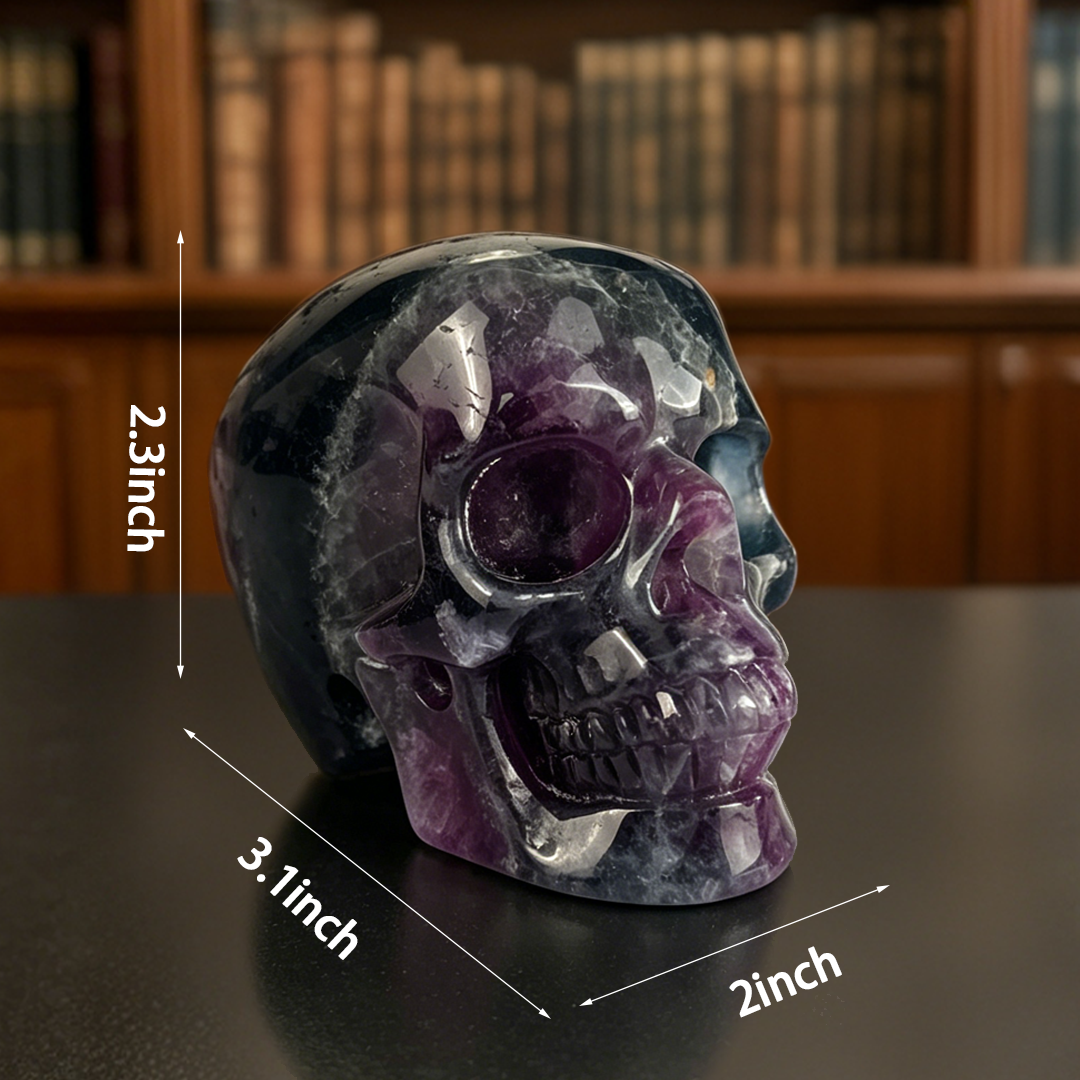 3 Inch Fluorite Crystal Skull – Hand Carved Natural Stone