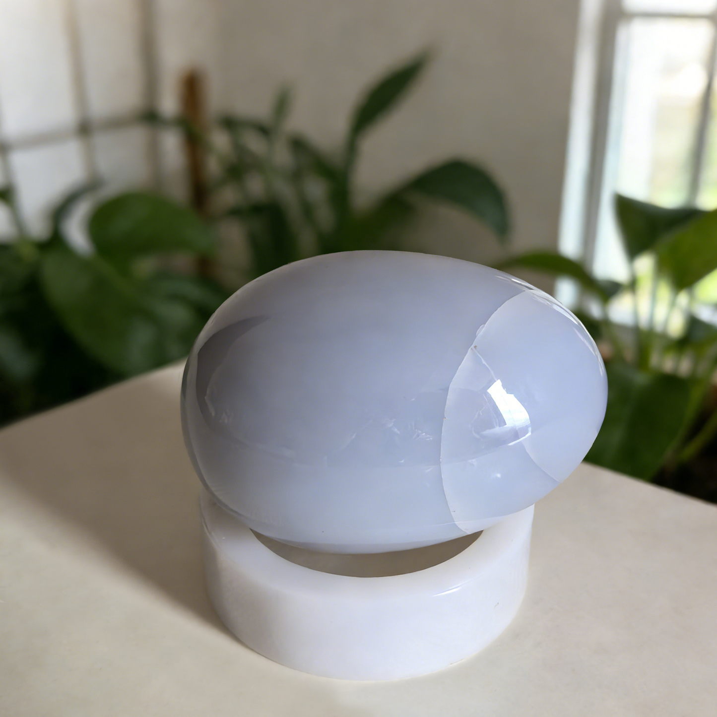 Blue Chalcedony Crystal Egg – Natural Gemstone Decor