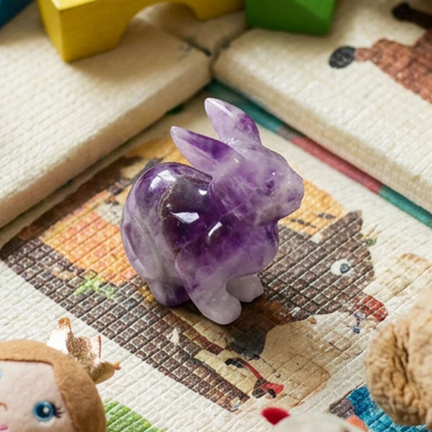 Amethyst-Hasen-Skulptur – Handgeschnitzte Kristallfigur