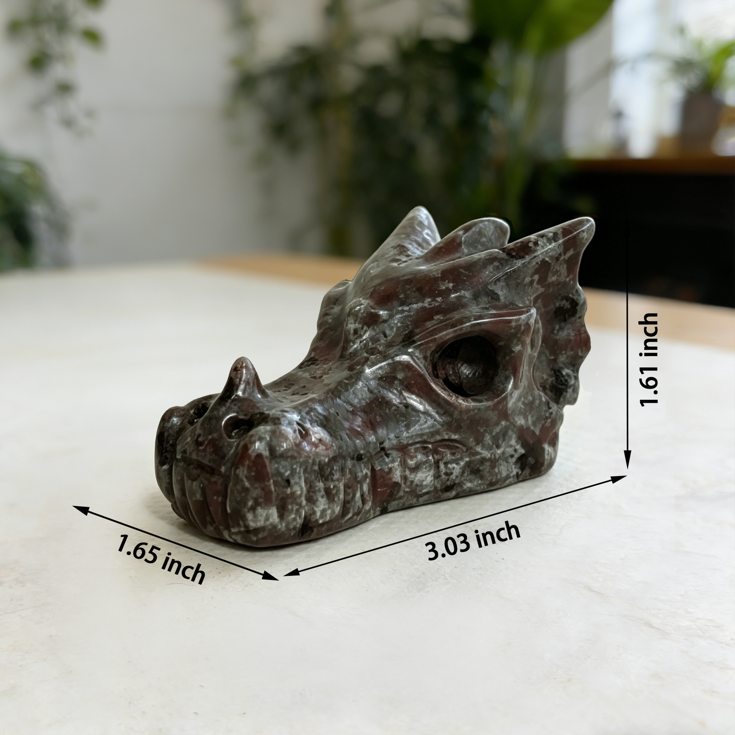 3 inch Yooperlite Chinese Dragon Skull - Hand Carved Natrual Stone Sculpture