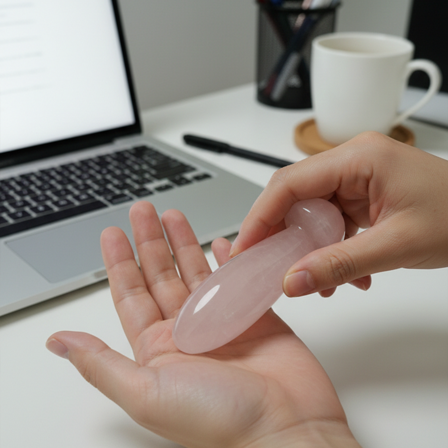 Rose Quartz Mushroom Acupressure Tool – Natural Healing Stone
