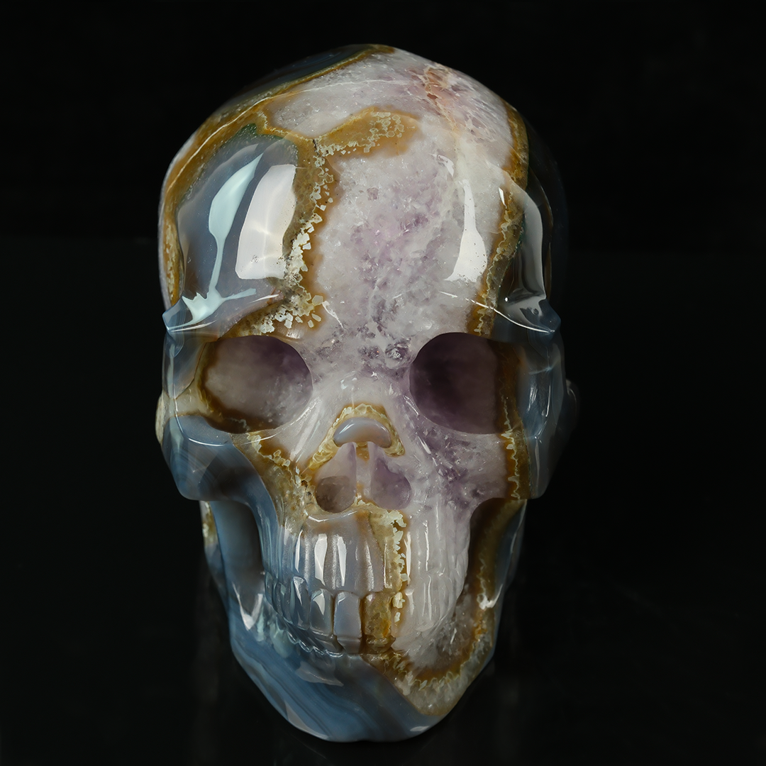 Amethyst Geode Skull - Hand Carved Natrual Crystal