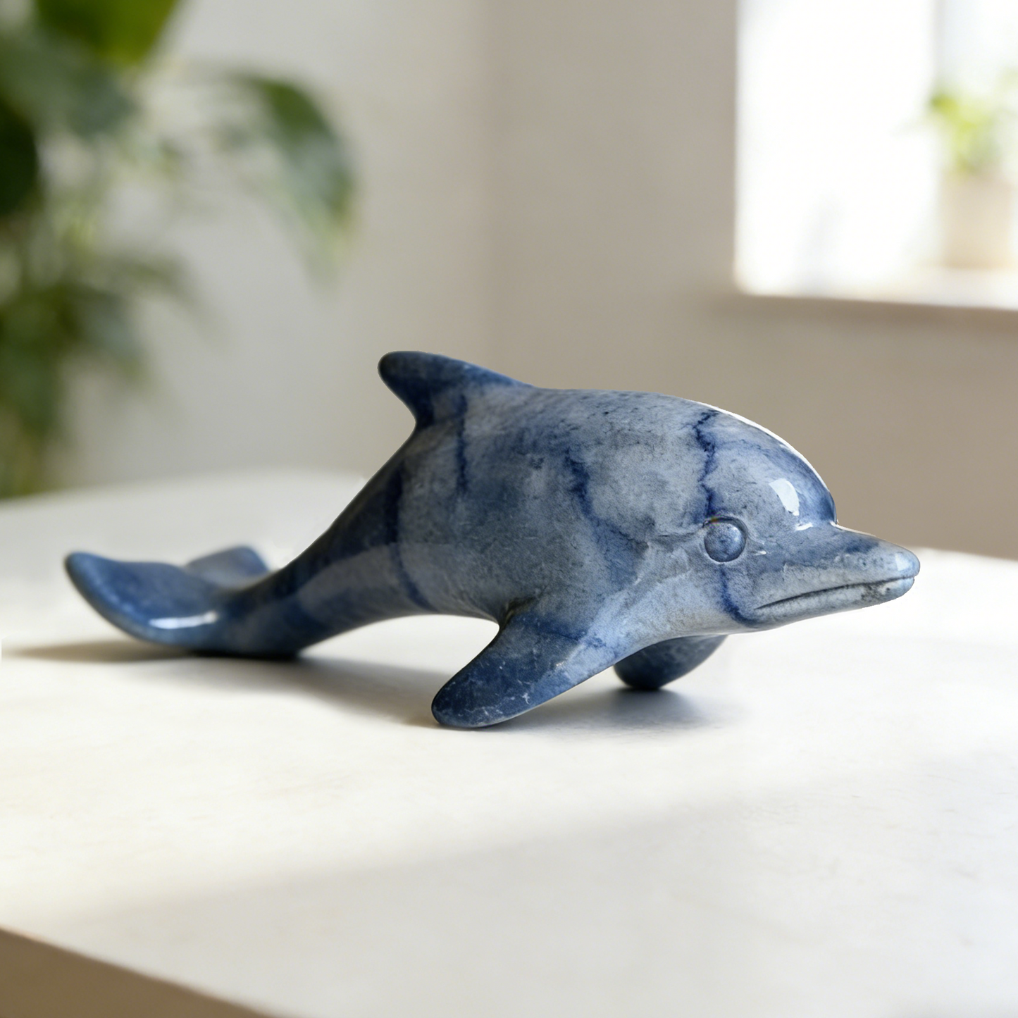 Blue Aventurine Dolphin Carving – Natural Gemstone Sculpture