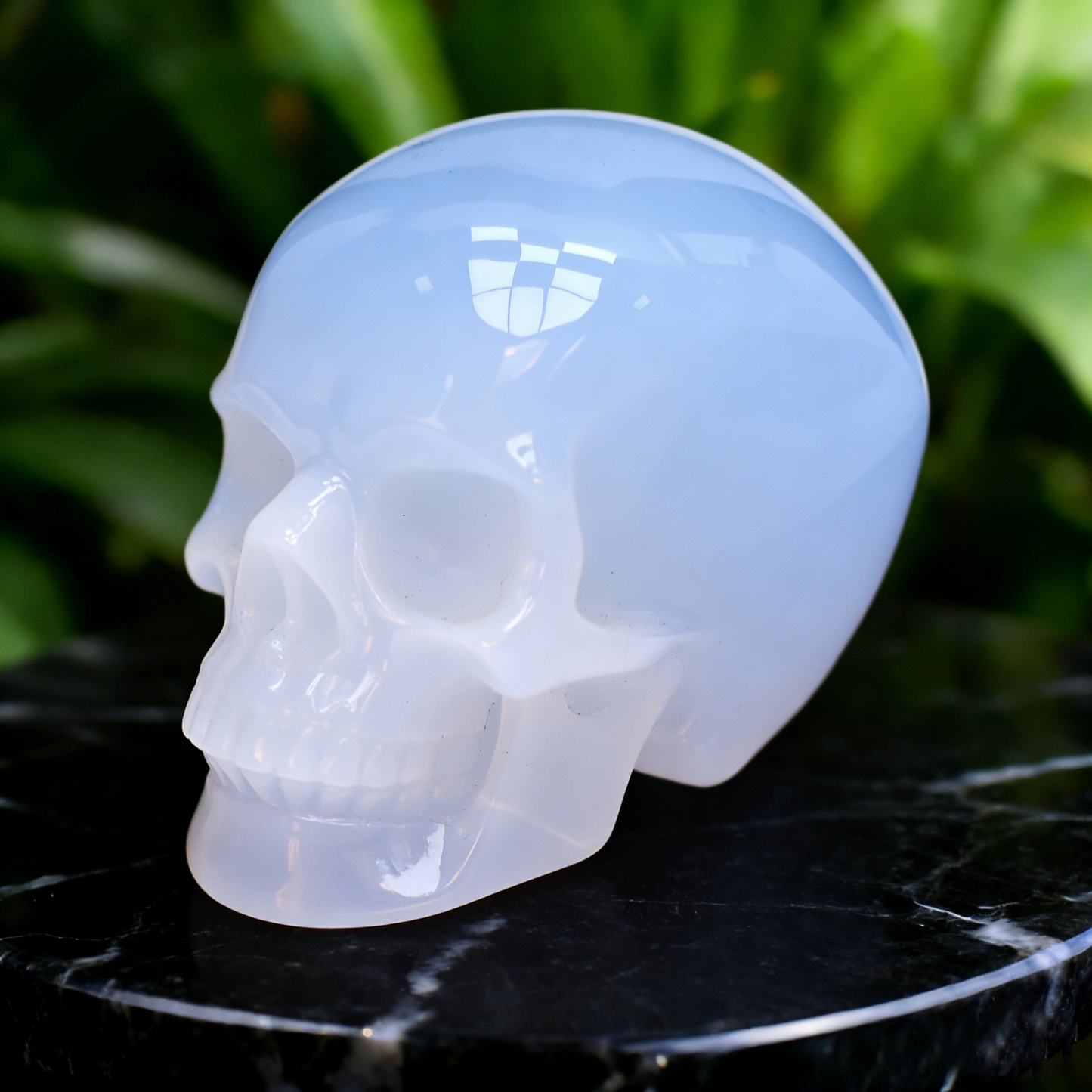 3 Inch Blue Chalcedony Crystal Skull – Hand Carved Natural Stone