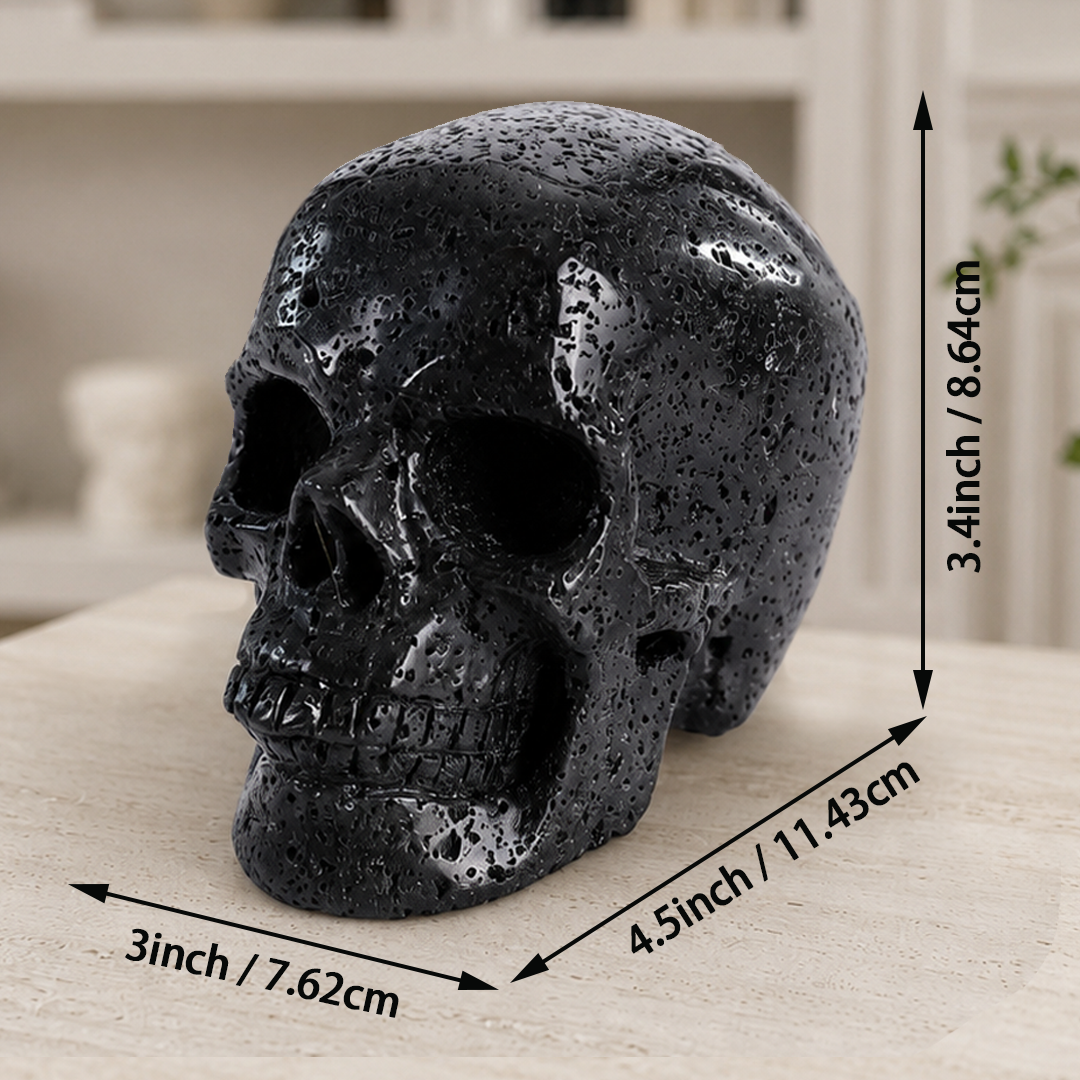 4.5 Inch Hot Lava Stone Skull – Hand Carved Natural Stone