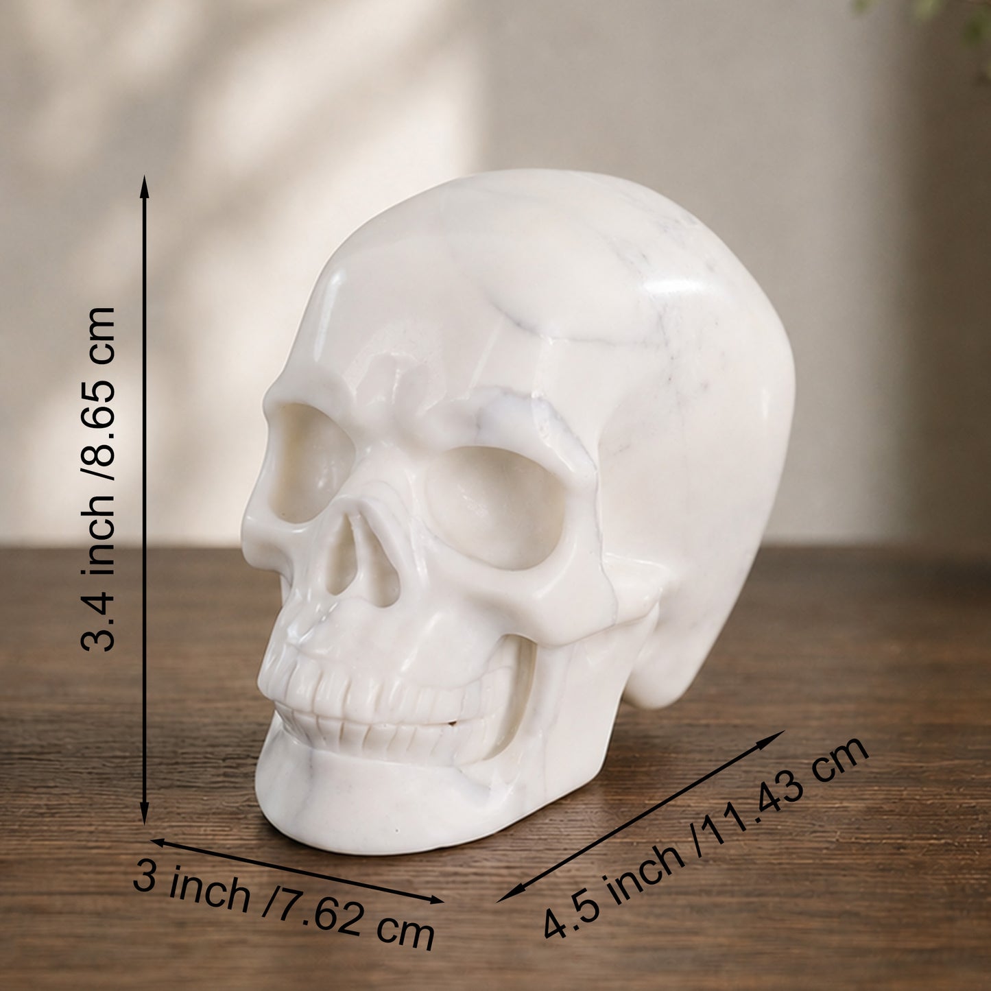 4.5 Inch Ivory Jade Crystal Skull – Hand Carved Natural Stone