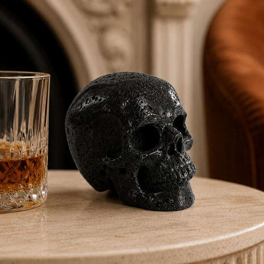 4.5 Inch Hot Lava Stone Skull – Hand Carved Natural Stone