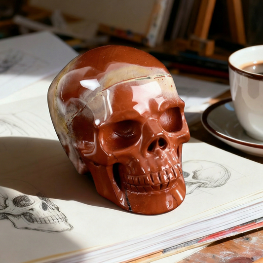 4.5 Inch Red Jasper Crystal Skull-Hand Carved Natural Gemstone