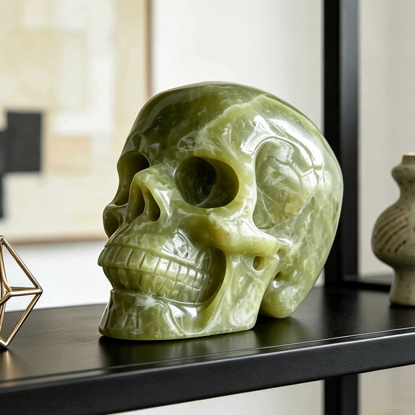 4.5 Inch Serpentine Crystal Skull – Hand Carved Natural Stone