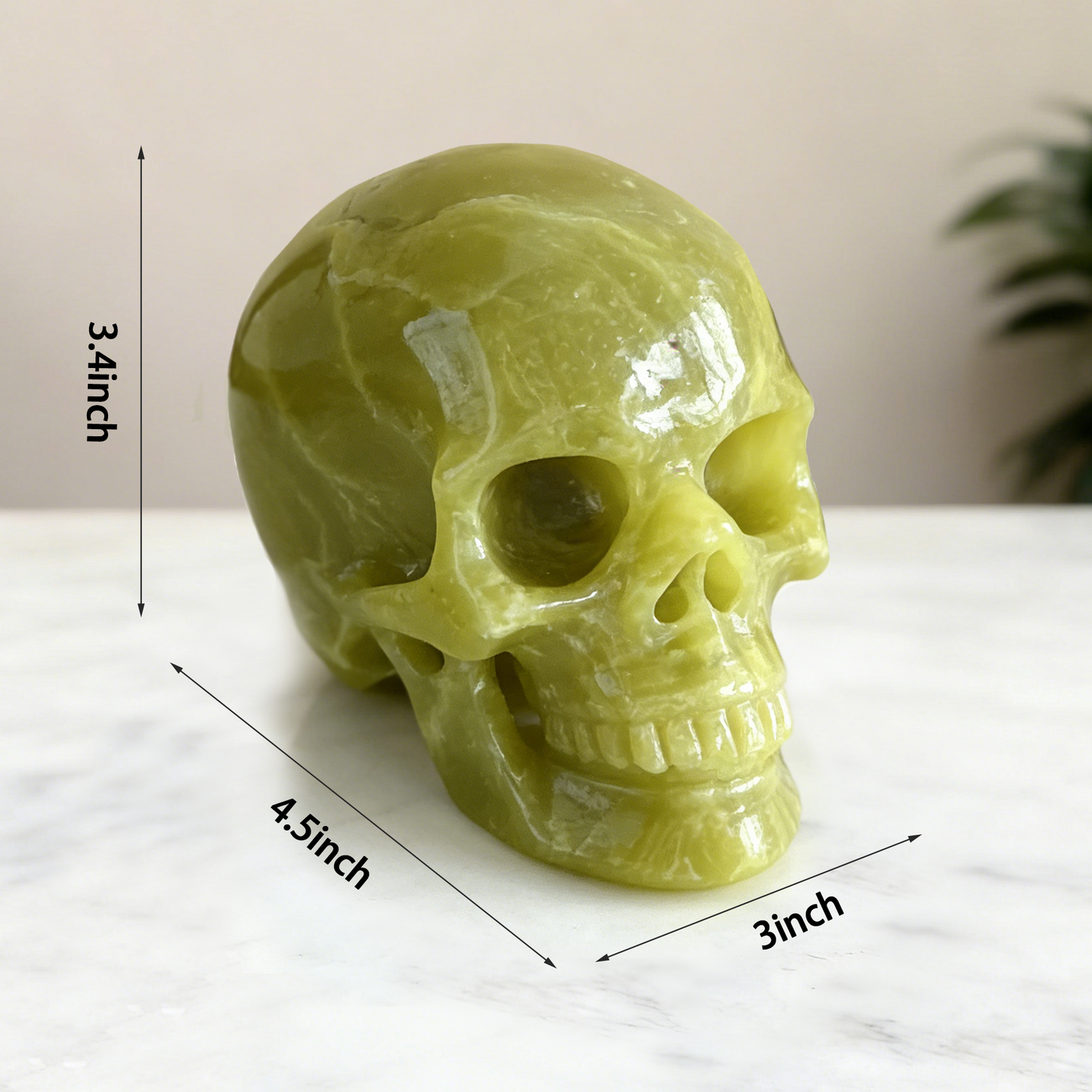 4.5 Inch Serpentine Crystal Skull – Hand Carved Natural Stone