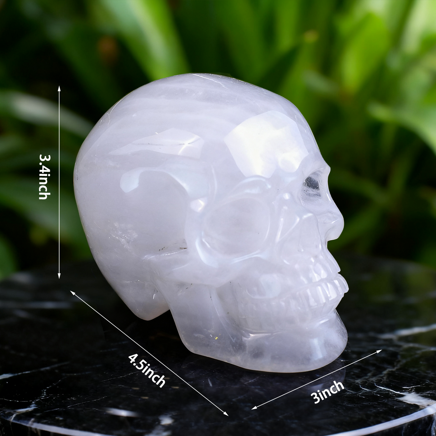 4.5 Inch Angola Quartz Crystal Skull – Hand Carved Natural Stone