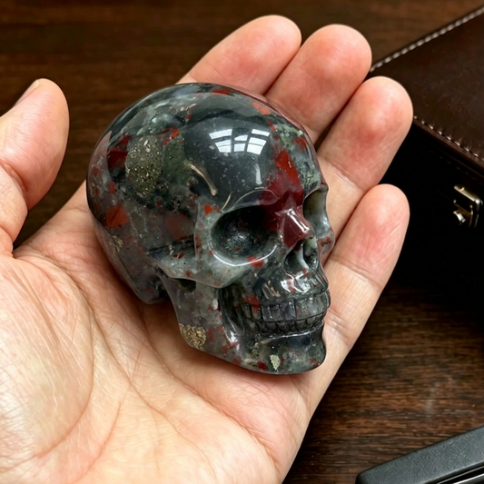 2 Inch African Bloodstone Crystal Skull – Mini Gemstone Skull