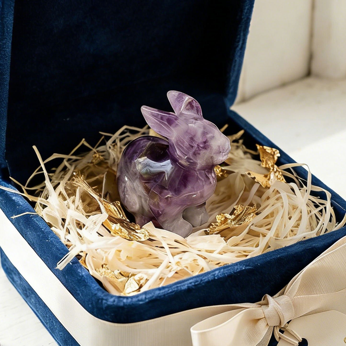Amethyst-Hasen-Skulptur – Handgeschnitzte Kristallfigur
