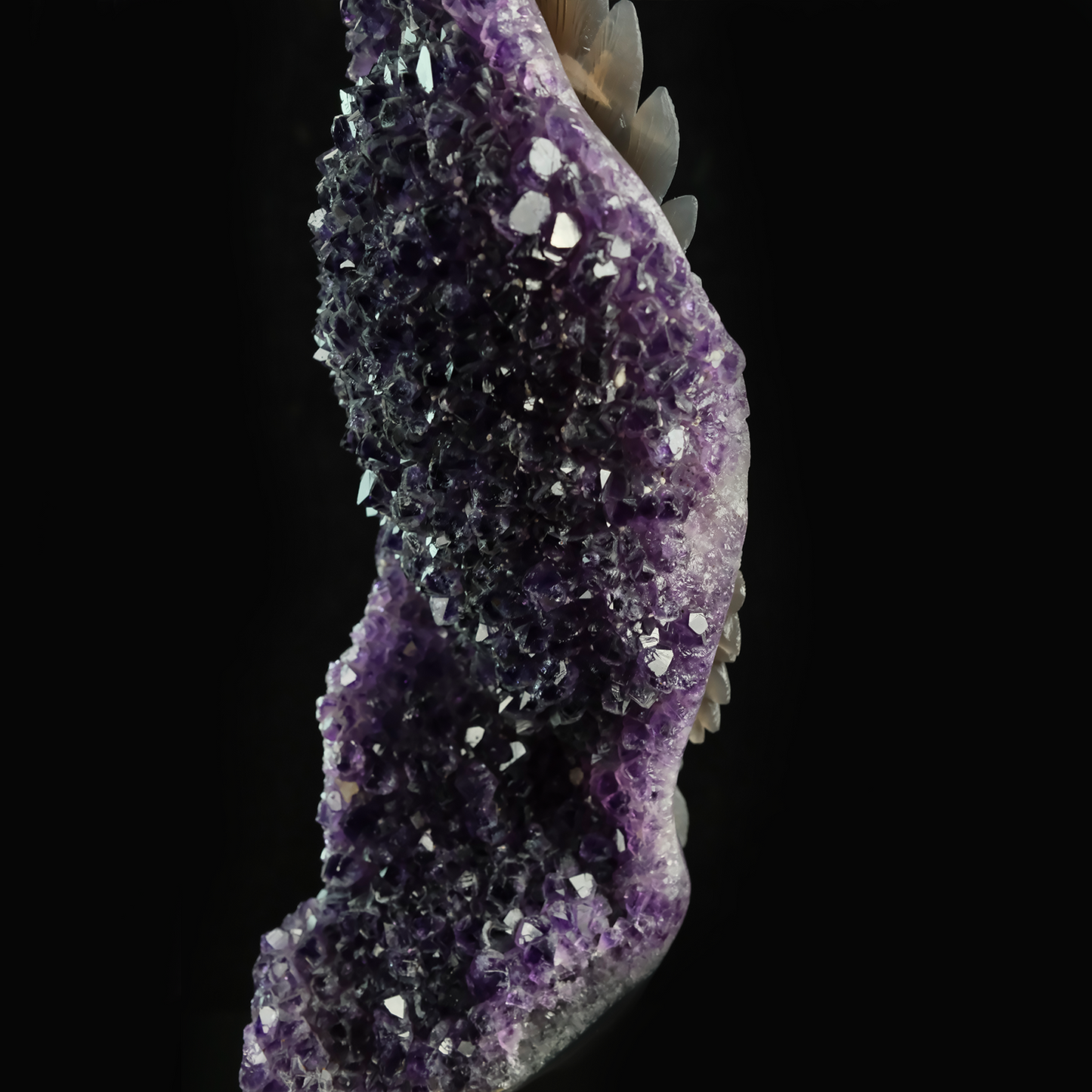 Large Amethyst Cluster Owl Sculpture - Hand Carved Natural Stone