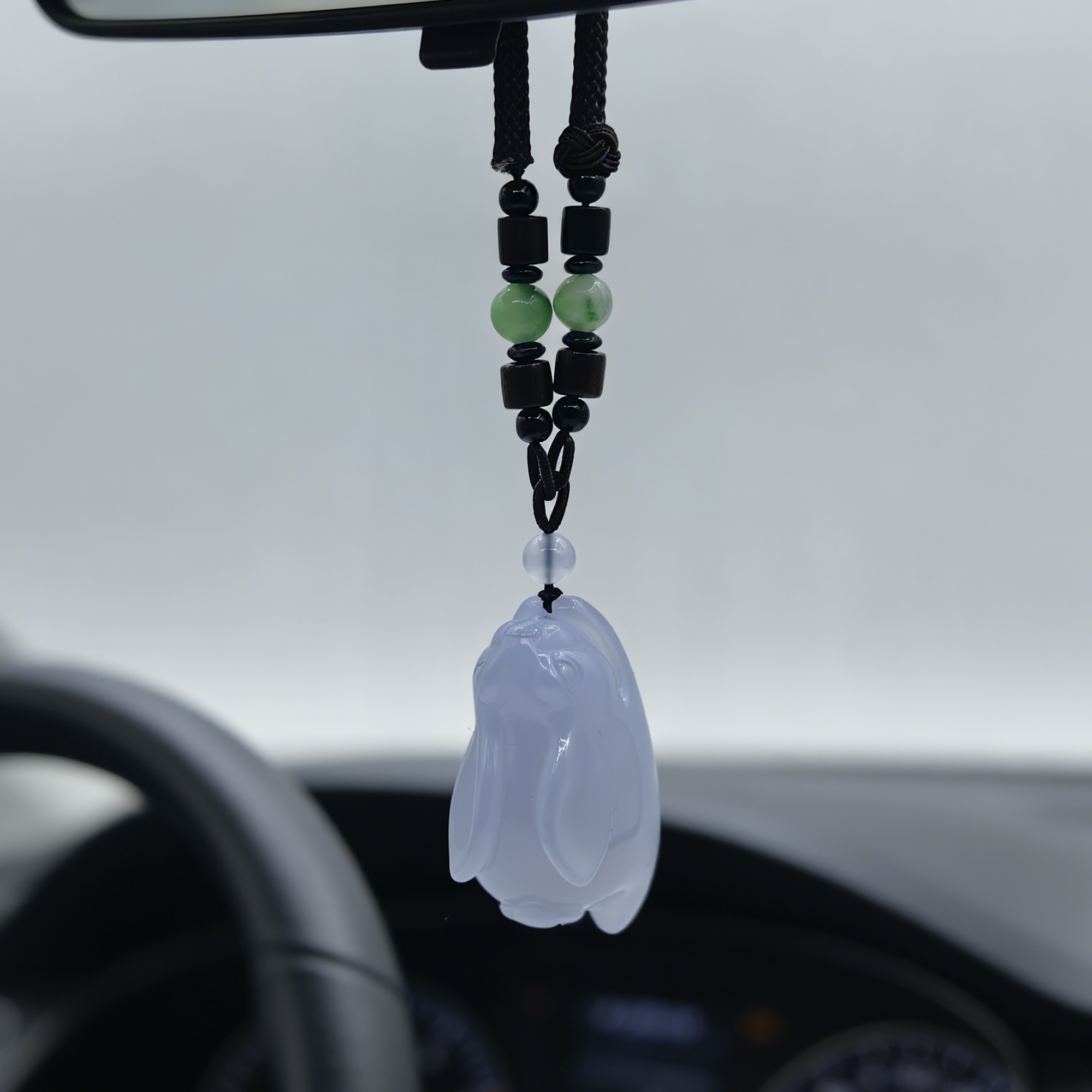 Blue Chalcedony Rabbit Pendant - Hand Carved Natrual Crystal