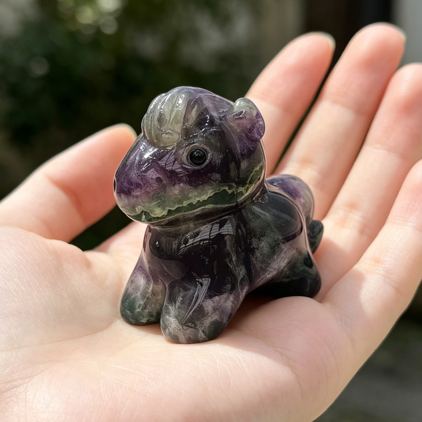 Fluorite Cartoon Pony Jade Carving - Hand Carved Natrual Jade