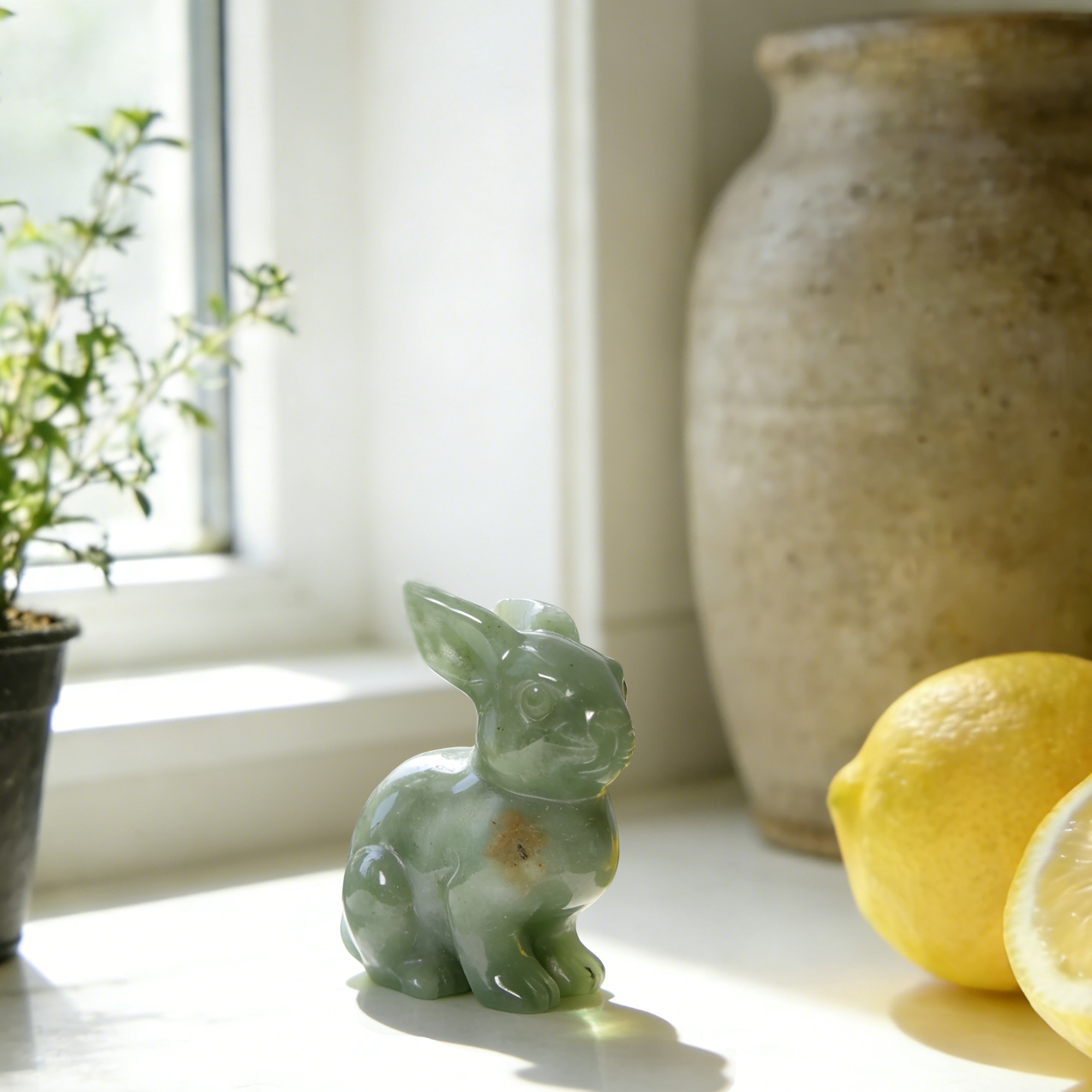 Green Aventurine Rabbit Carving – Lucky Stone Sculpture