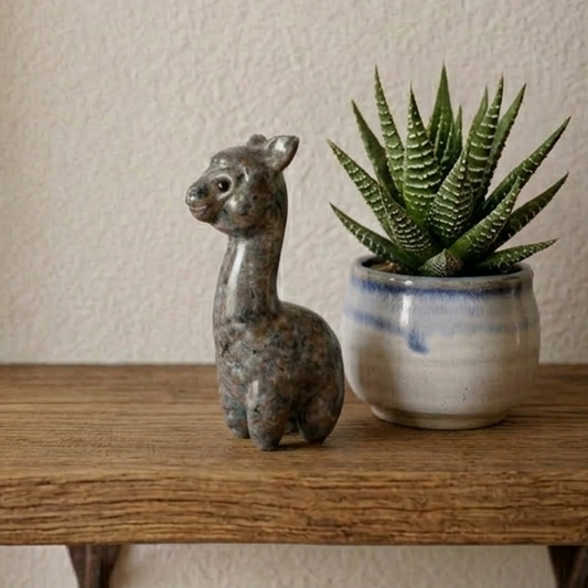 Fire Stone Alpaca Jade Carving - Hand Carved Natural Stone Carving