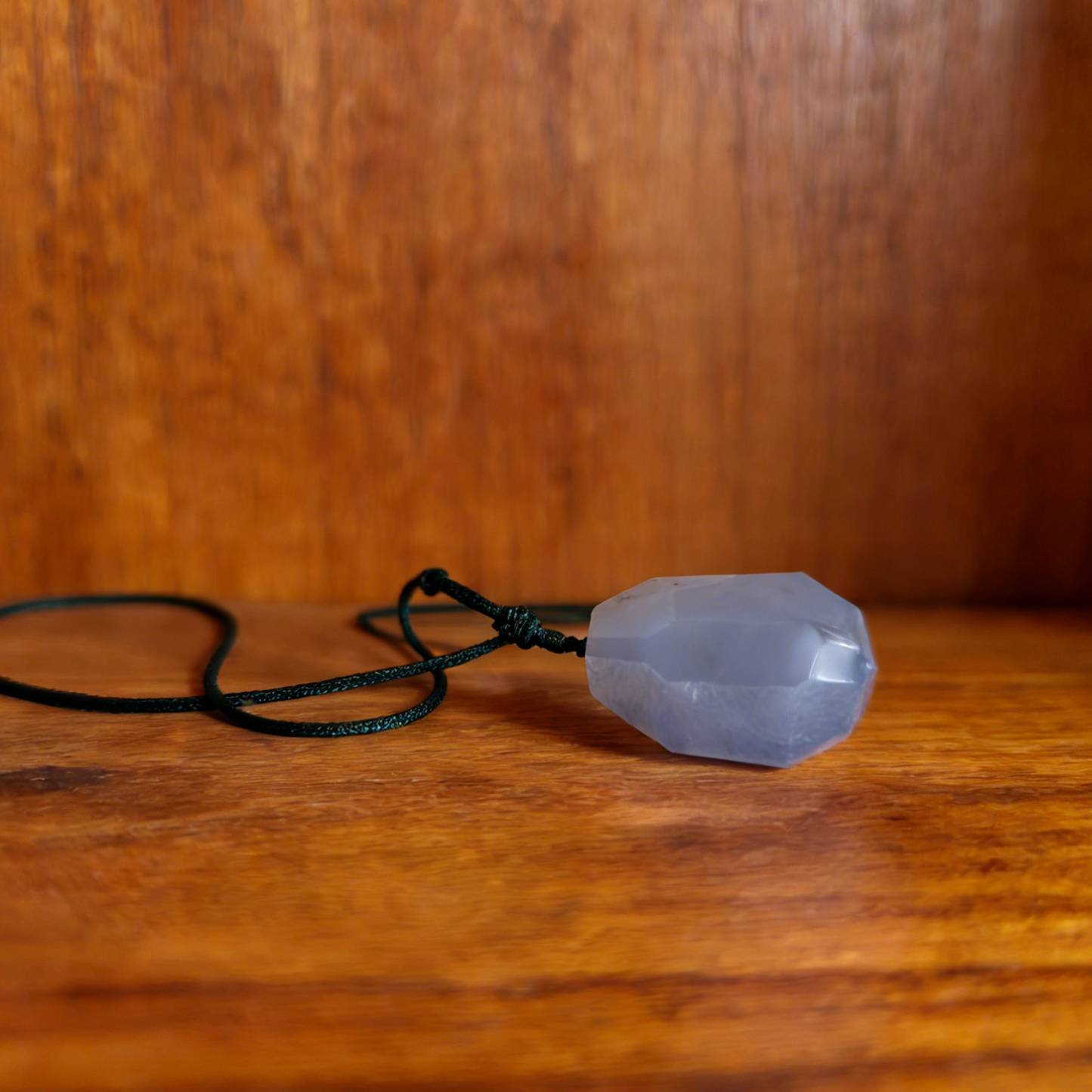 Blue Chalcedony Polyhedron Fidget Pendant – Natural Stone Charm