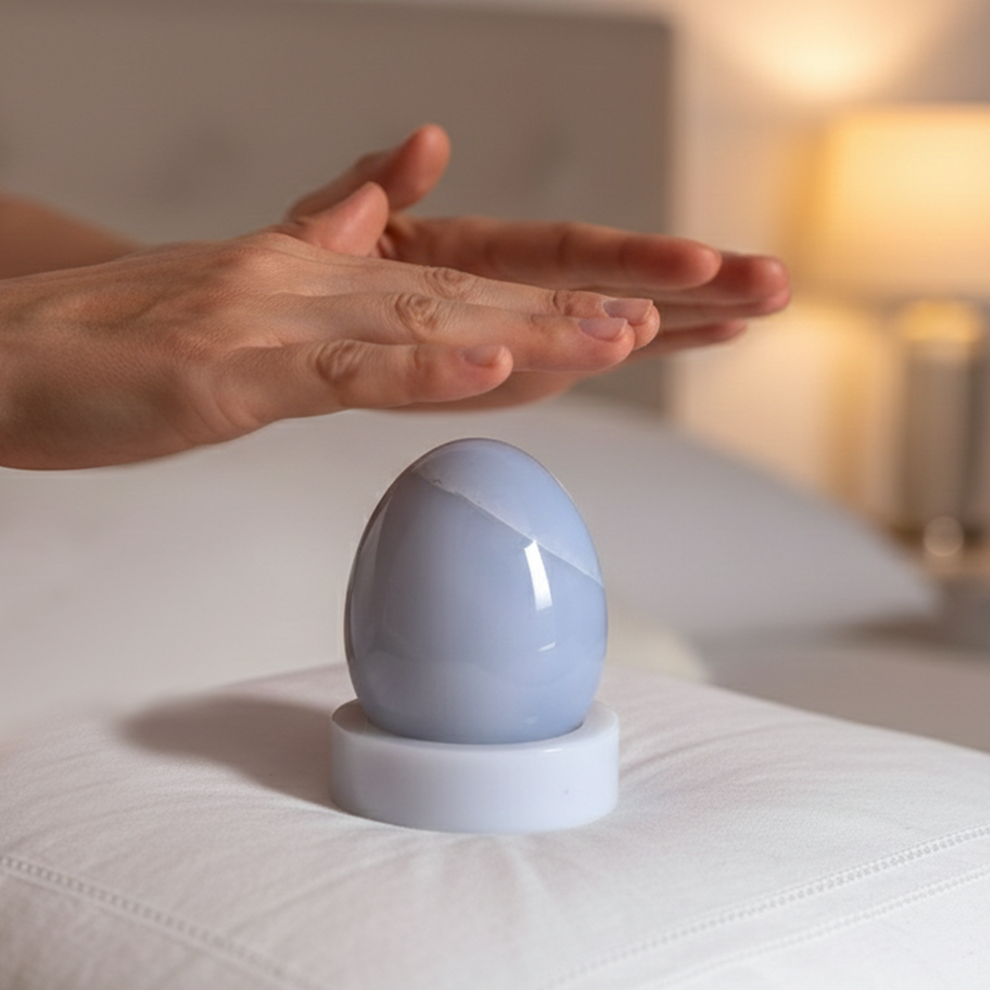 Blue Chalcedony Crystal Egg – Natural Gemstone Decor