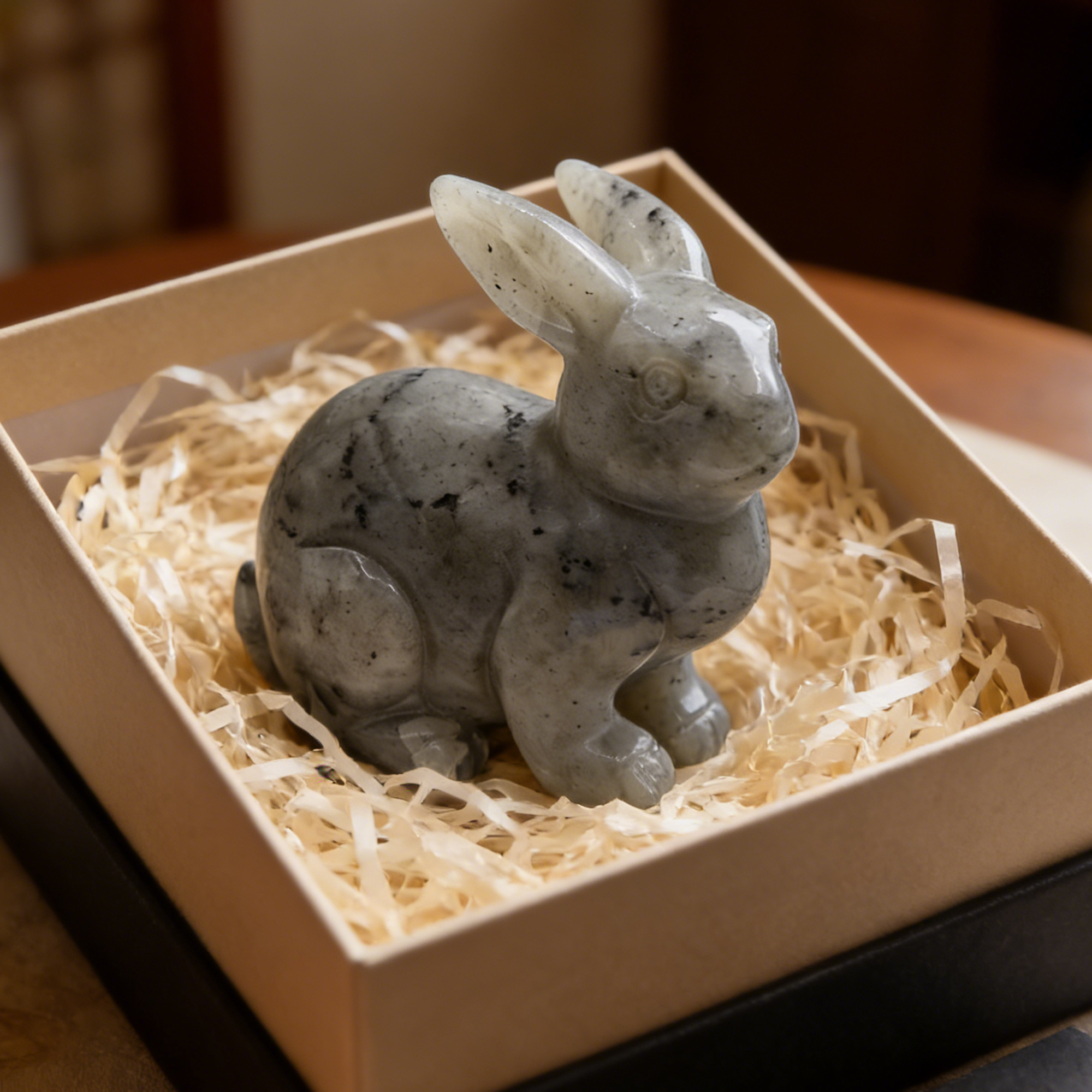 Labradorite Rabbit Carving- Hand Carved Natural Stone