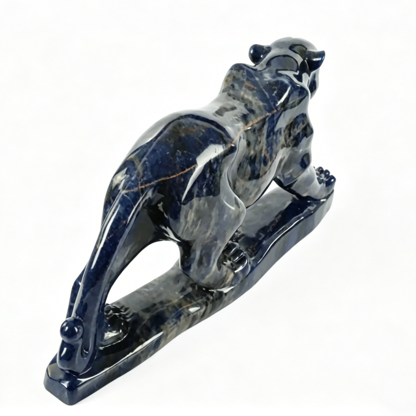 Blue Sodalite Leopard Sculpture - Hand Carved Natural Stone