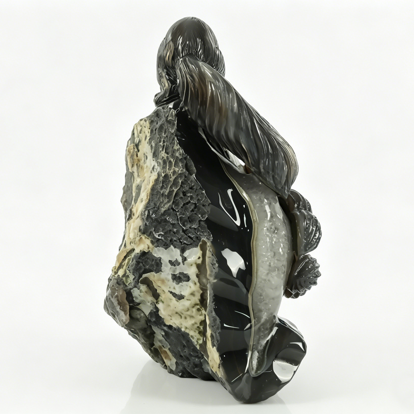 Amethyst Geode Cluster Squirrel Carving - Hand Carved Natural Crystal